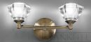 Antique Brass and Crystal Glass Double Wall Light ID