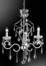 Polished Chrome and Crystal Spiral Design 3 Arm Chandelier ID